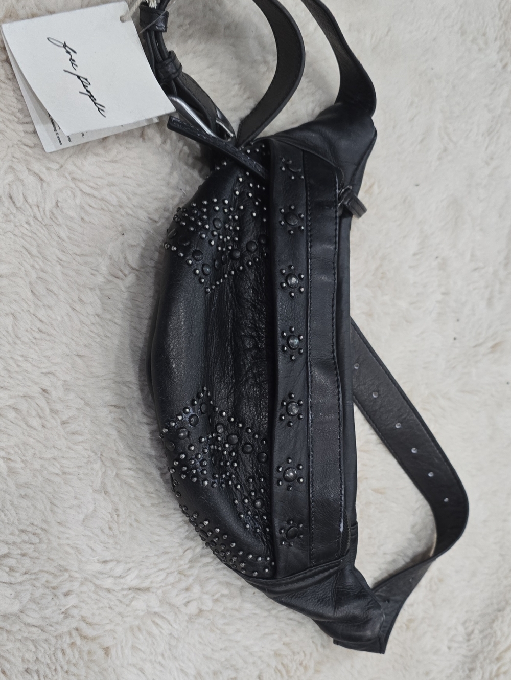 Free People Black Studded Crossbody Belt Bag